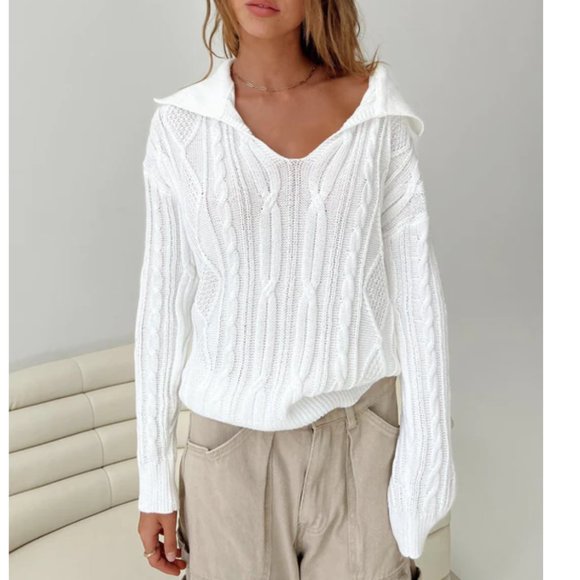 Princess Polly Sweaters - NWT - Princess Polly SYMONS SWEATER WHITE - Size Small